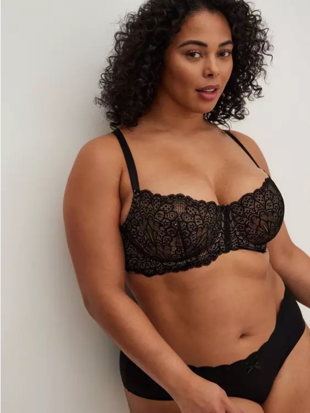 Torrid 46C Black Lace Balconette Unlined Bra with Underwire Women Plus Size Bra